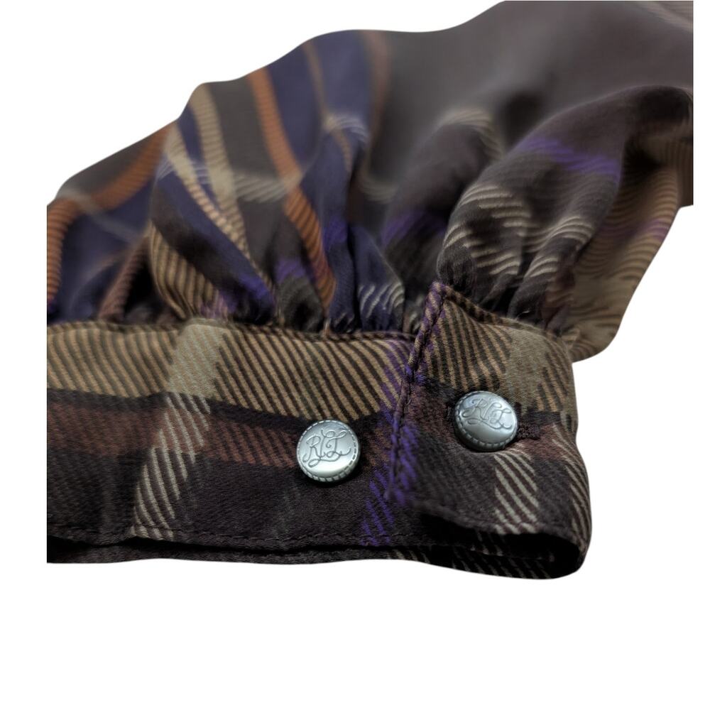 Lauren Ralph Lauren Vintage Silk Plaid Button Down Blouse - Picture 7 of 12